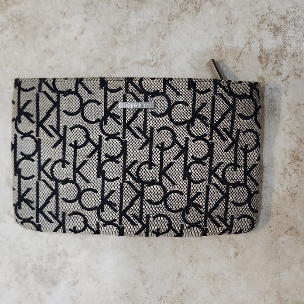 Calvin Klein Black and Cream Logo Pouch